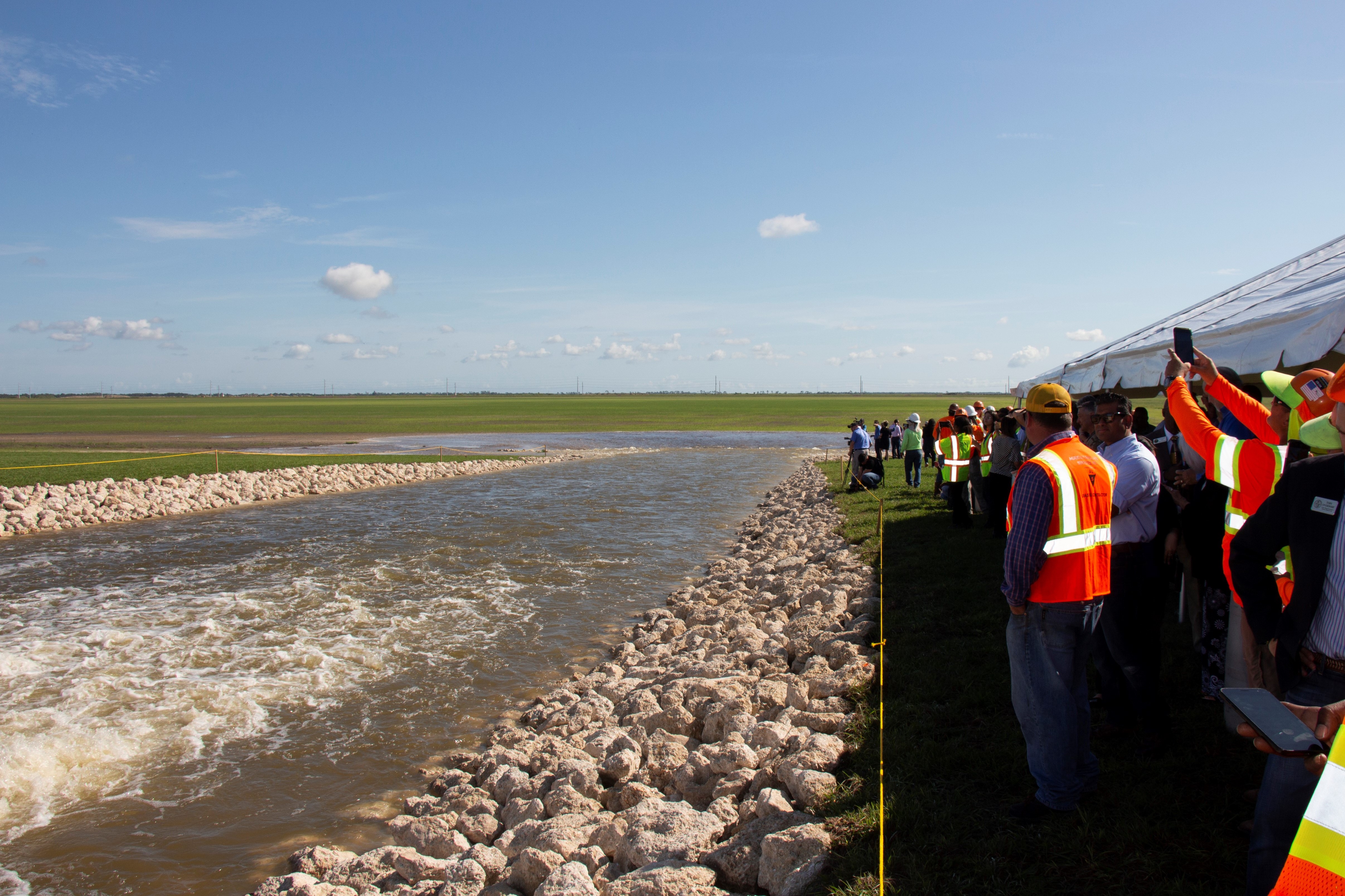 Downstream view of the C-44 Reservoir project.