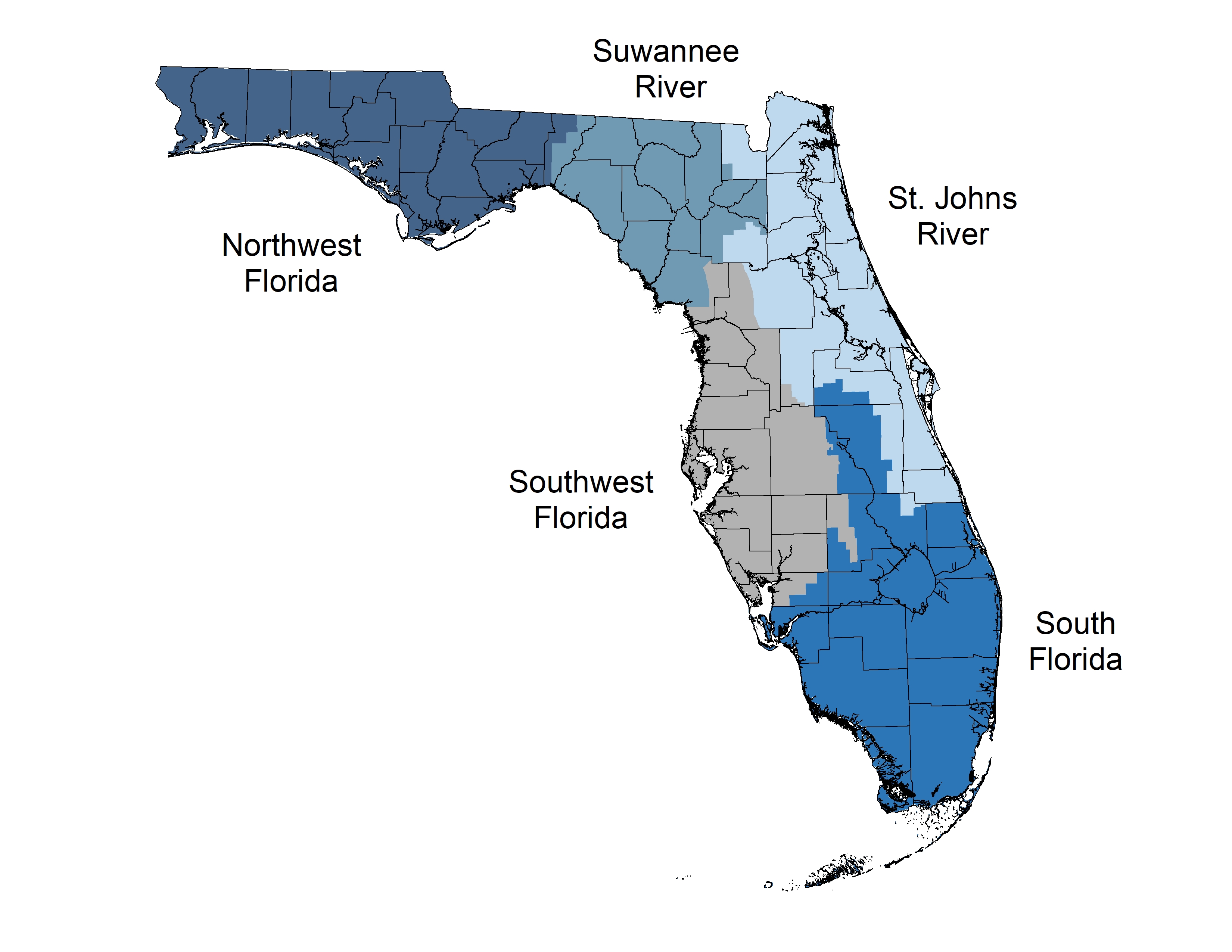 Map of Florida's water management Districts