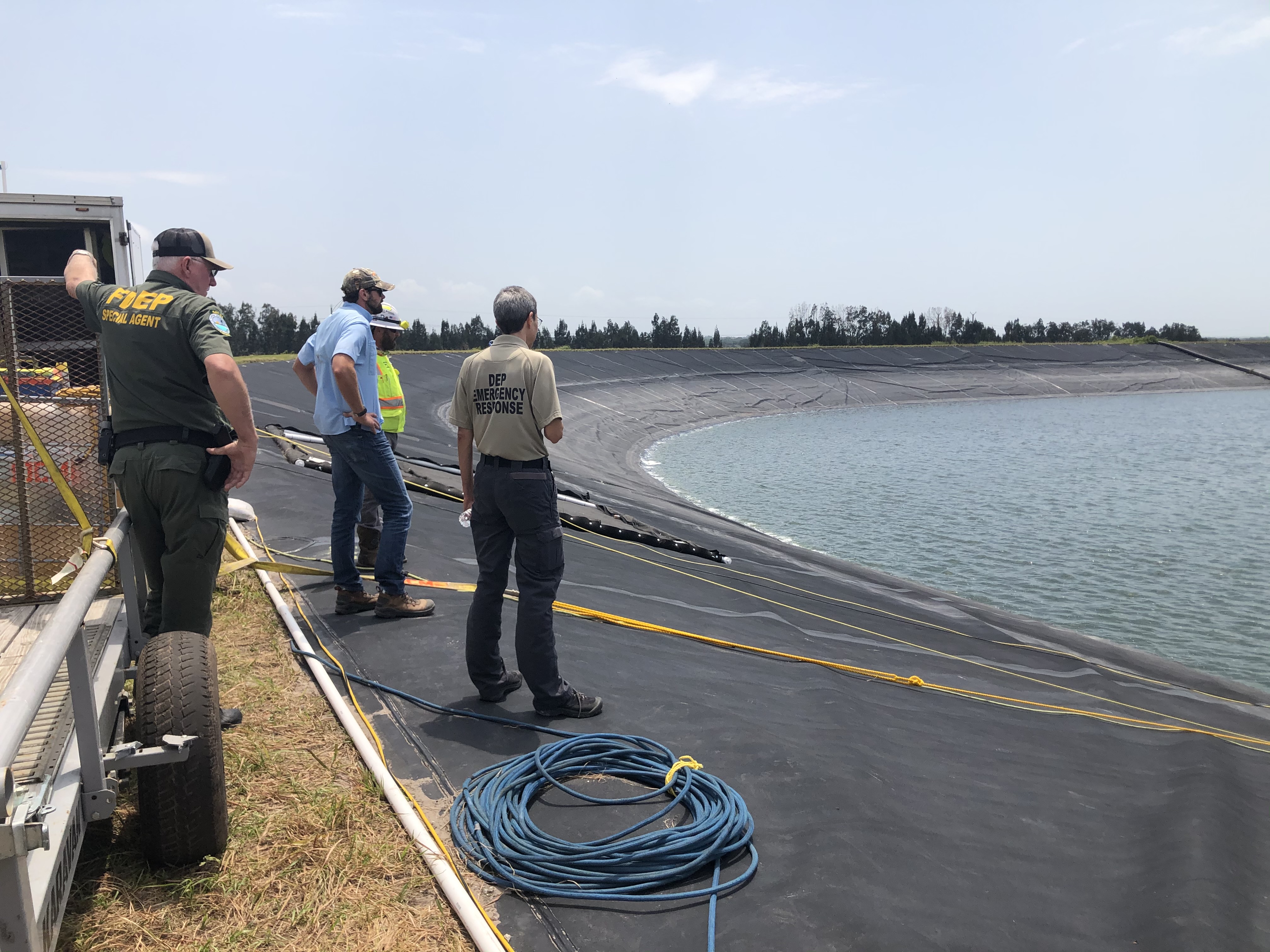 DEP response teams continue to monitor liner repair efforts at NGS-South.